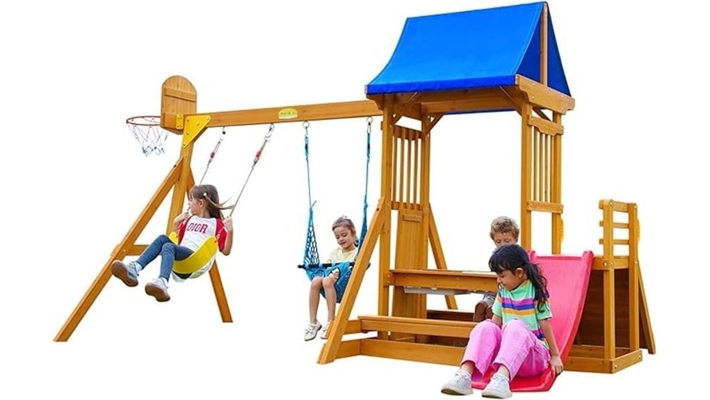 6 in 1 backyard kids swingset