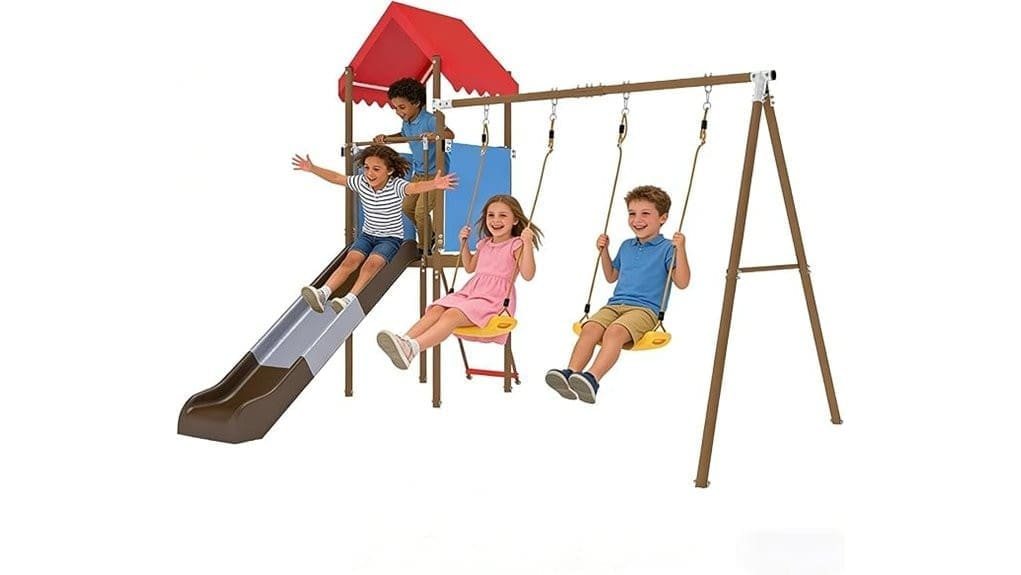 adjustable backyard swings and slide