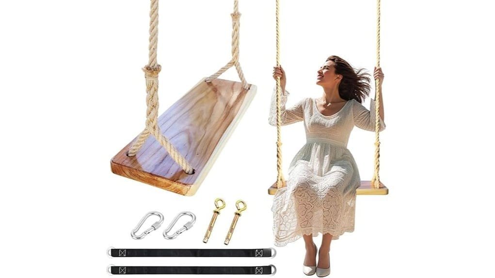 adjustable hemp rope wooden swing