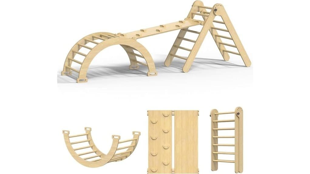 adjustable montessori inspired wooden climber