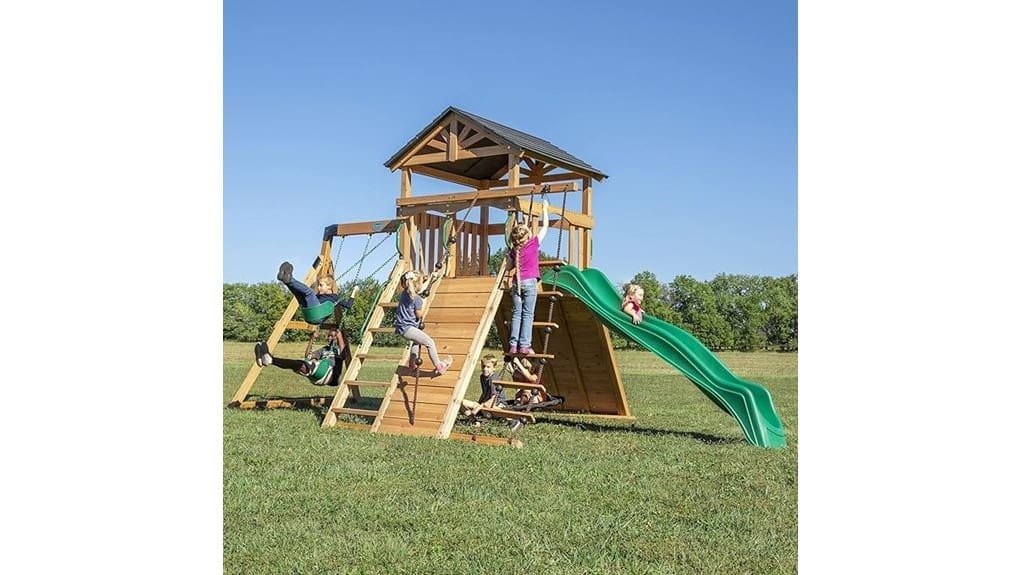 all cedar wooden swing playset