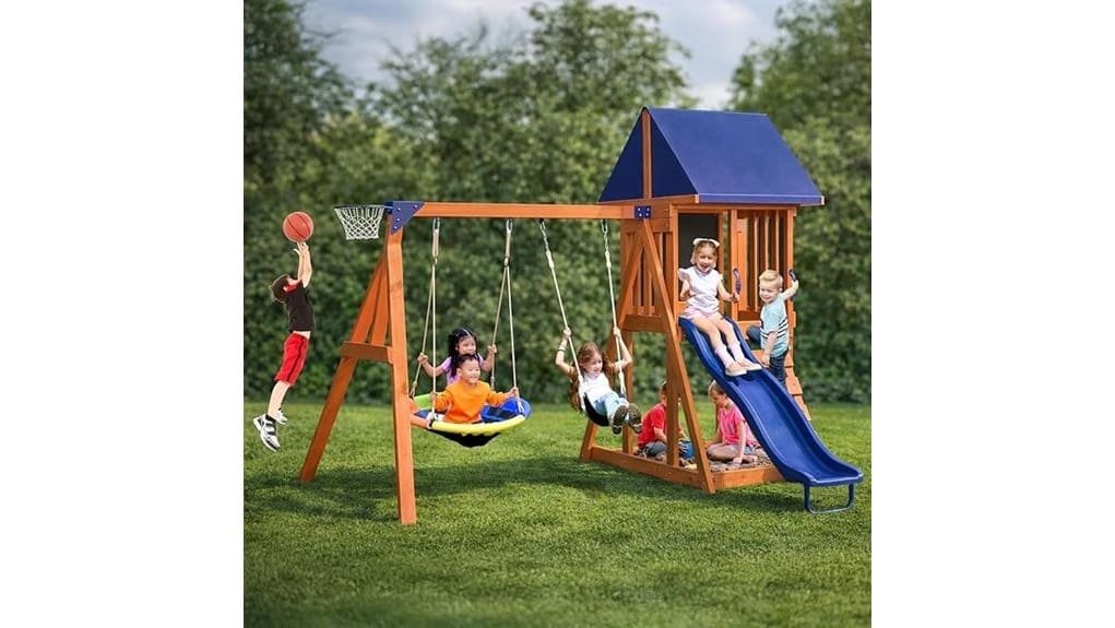 applewood cedar wooden swingset
