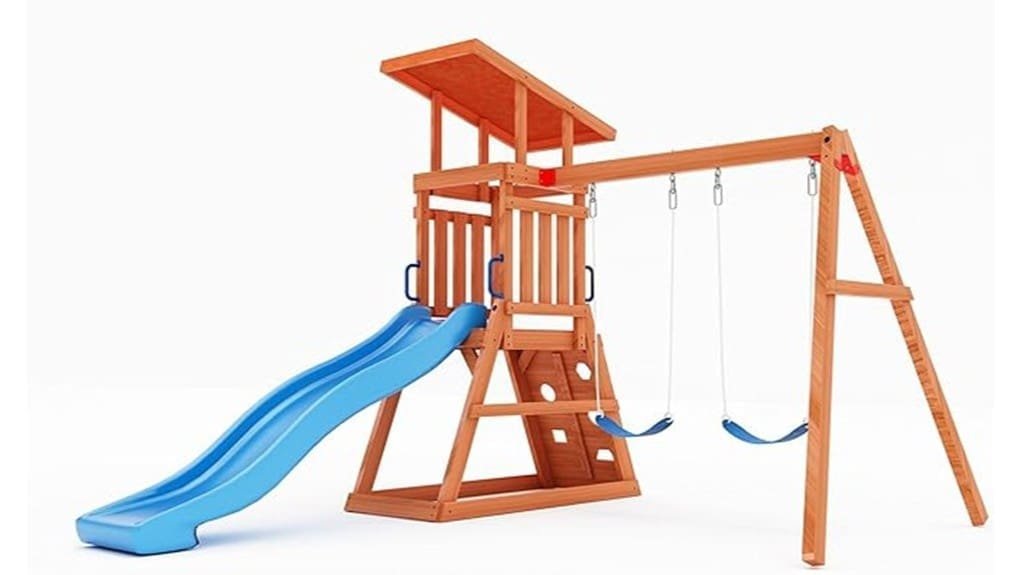 backyard wooden dolphin swingset