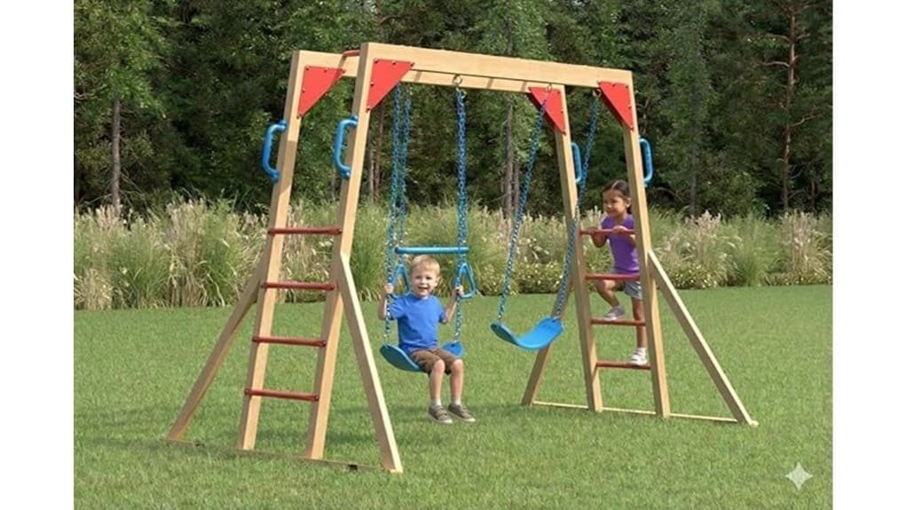 backyard wooden swing set