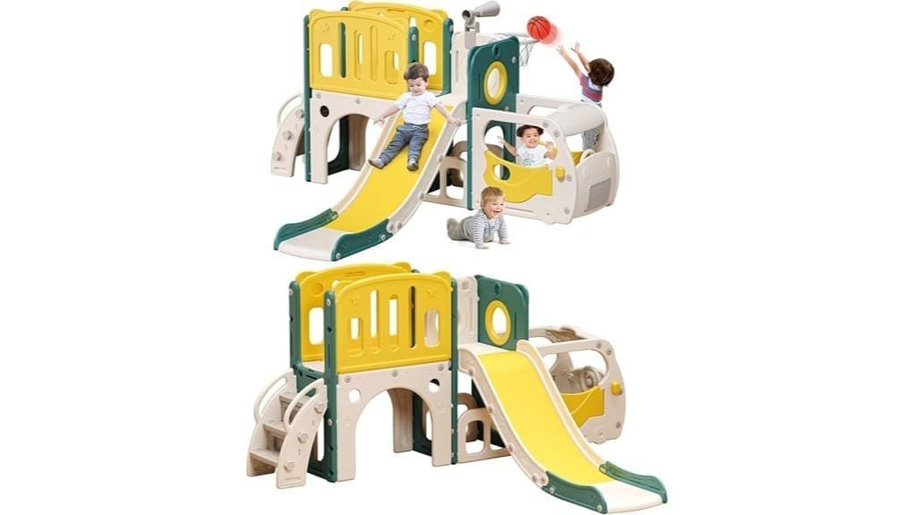 bus themed toddler playset slide