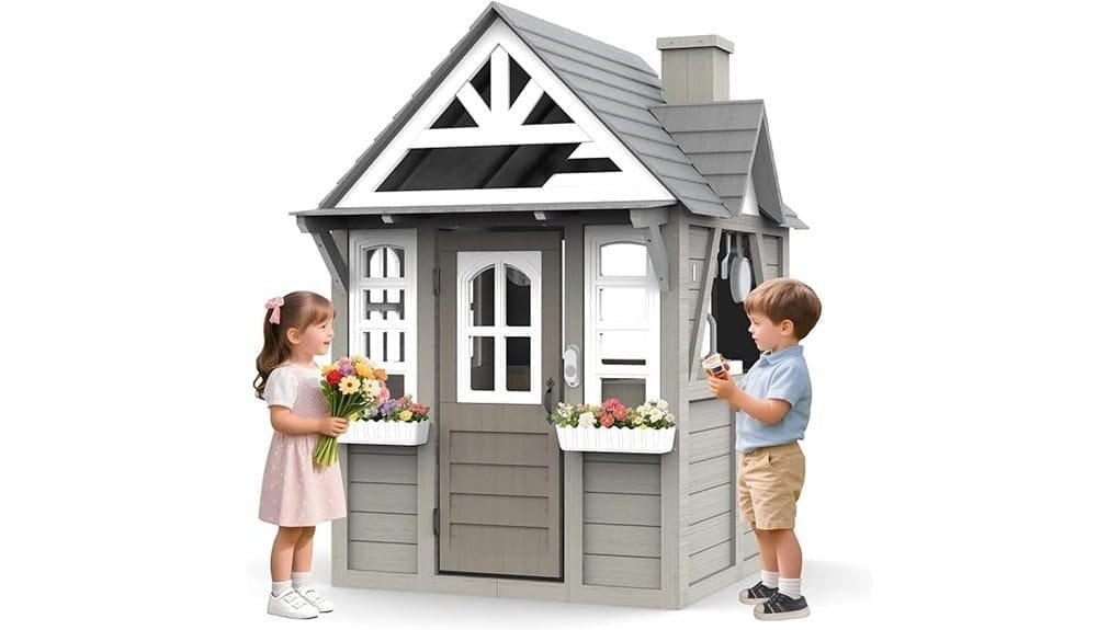 cedar gray wooden playhouse