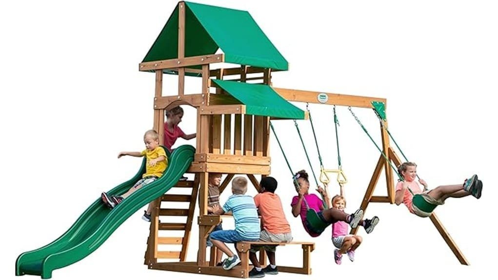 cedar wooden belmont swing set