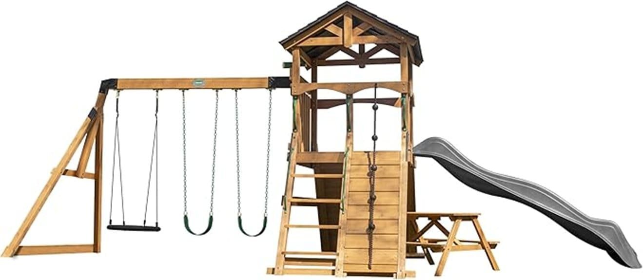 cedar wooden swing set review