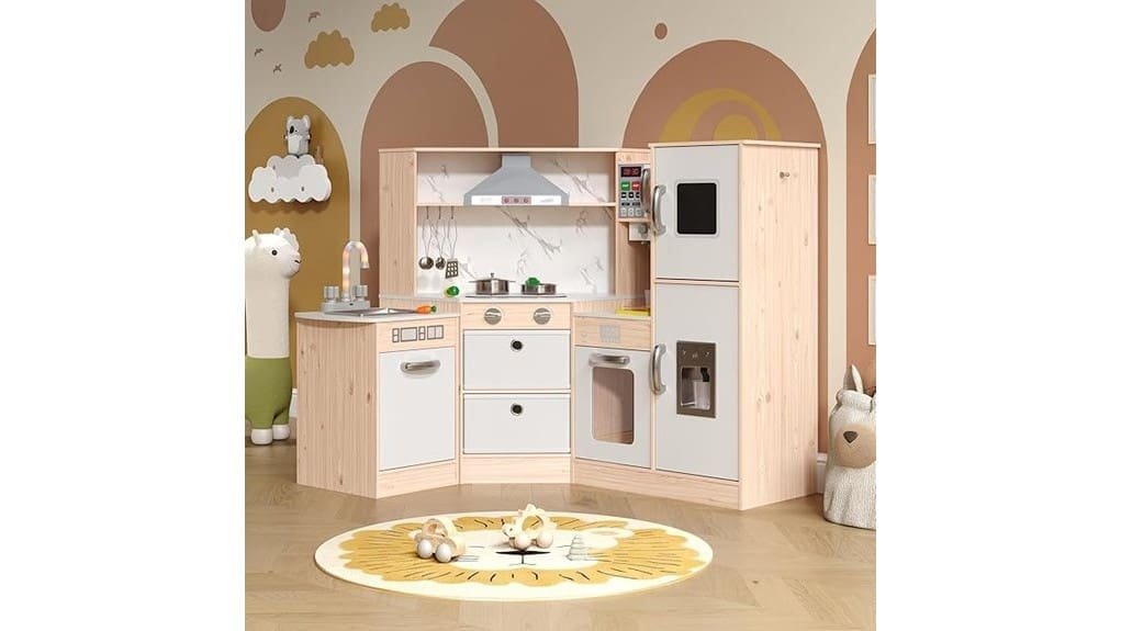 colorful pretend wooden kitchenset