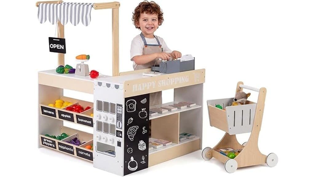 colorful wooden pretend grocery set