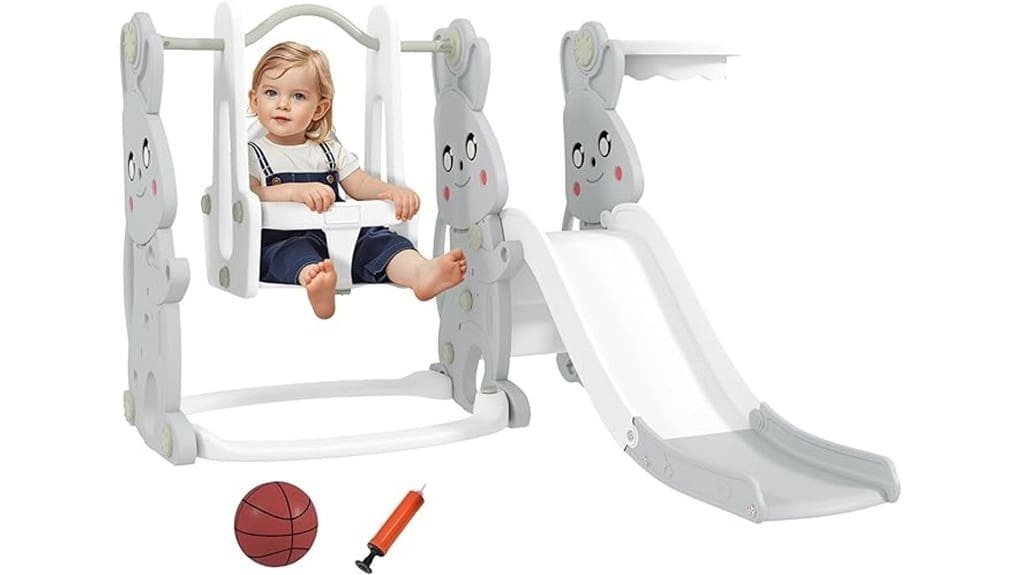 compact backyard playset with slide