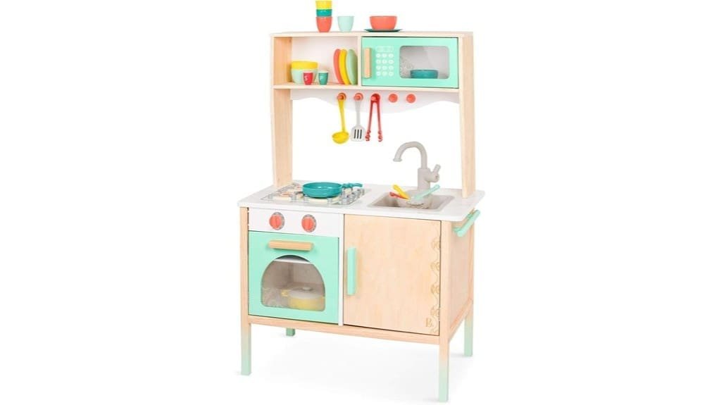 compact play kitchen with accessories