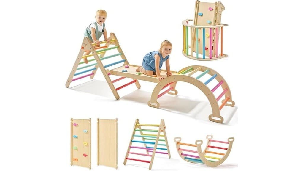compact wooden climber for toddlers