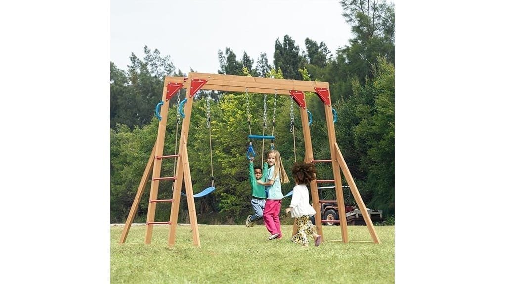dolphin backyard wooden swingset