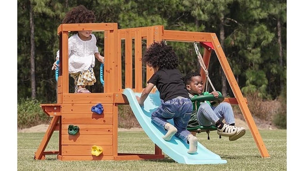 dolphin toddler wooden swingset