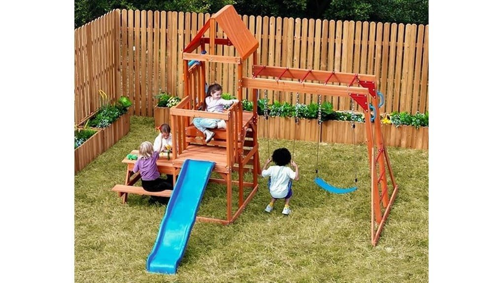 dolphin wooden swing set