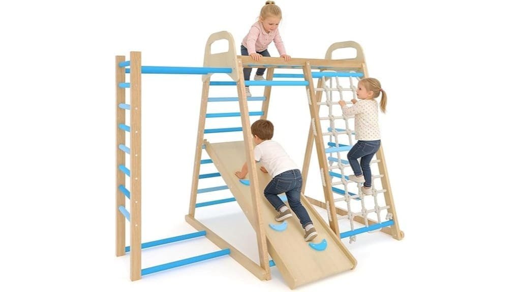 indoor 7 in 1 wooden climbing gym