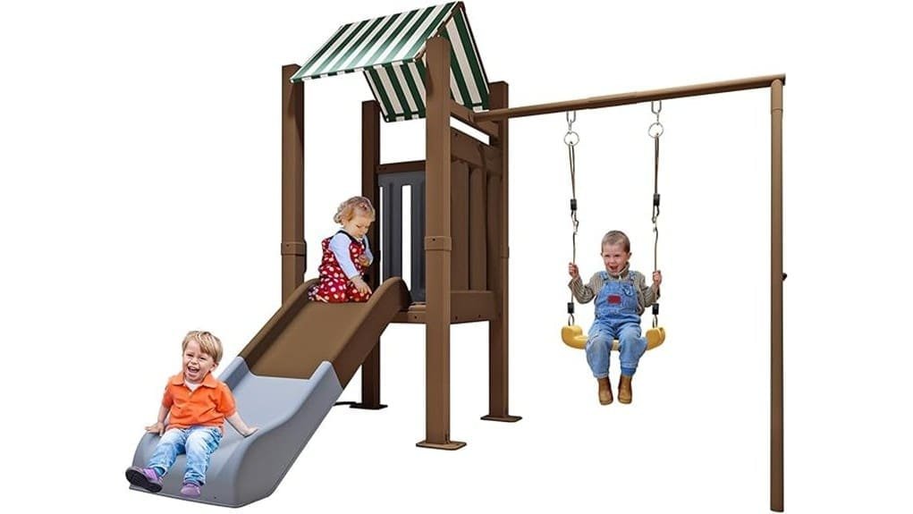 outdoor slide and swingset