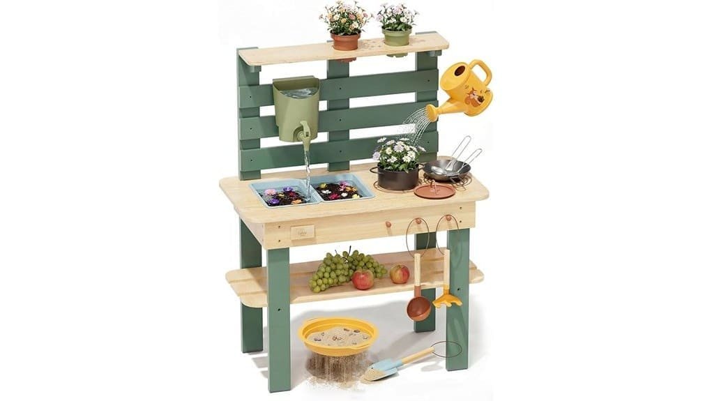 outdoor wooden mud kitchen