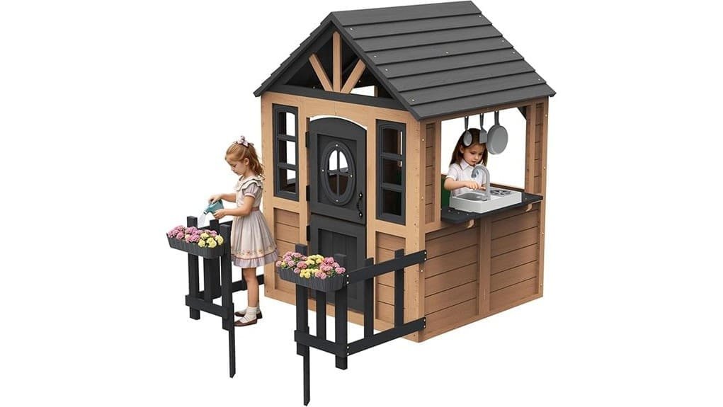 outdoor wooden playhouse kitchen