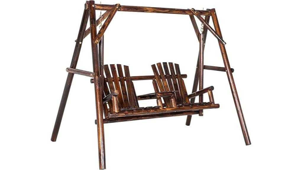 outsunny wooden porch swing with stand