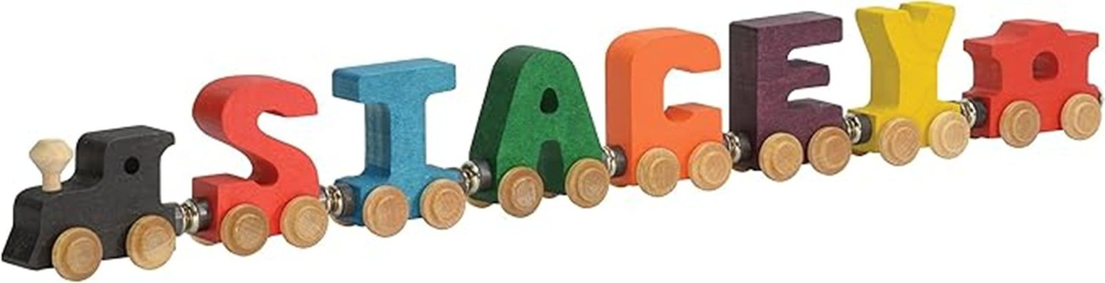 personalized maple wooden train