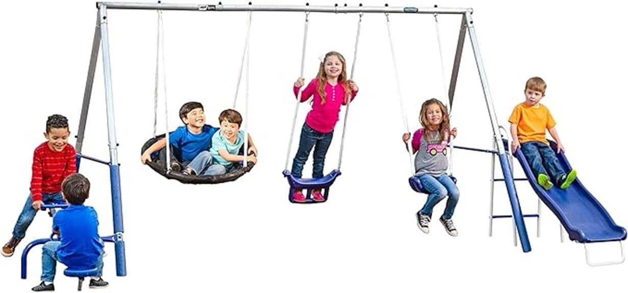 seven user five station swing set