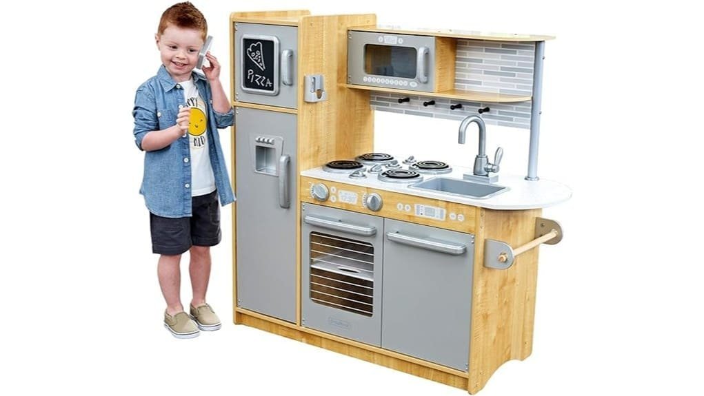 spacious realistic wooden play kitchen