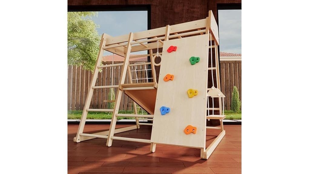 sturdy indoor wooden jungle gym