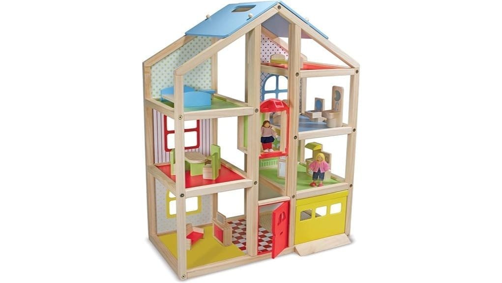 sturdy multi level wooden dollhouse