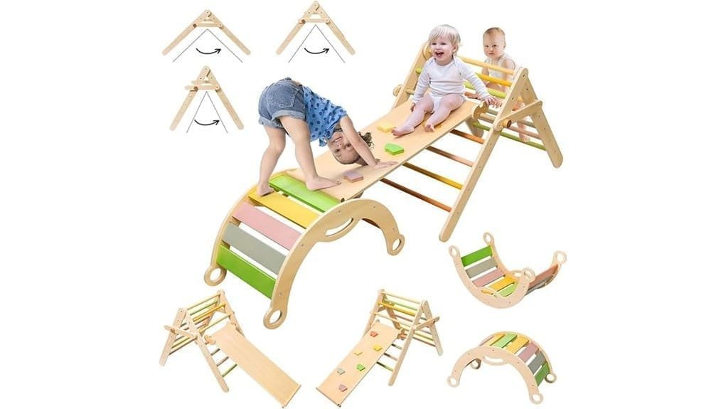 versatile wooden climbing playset