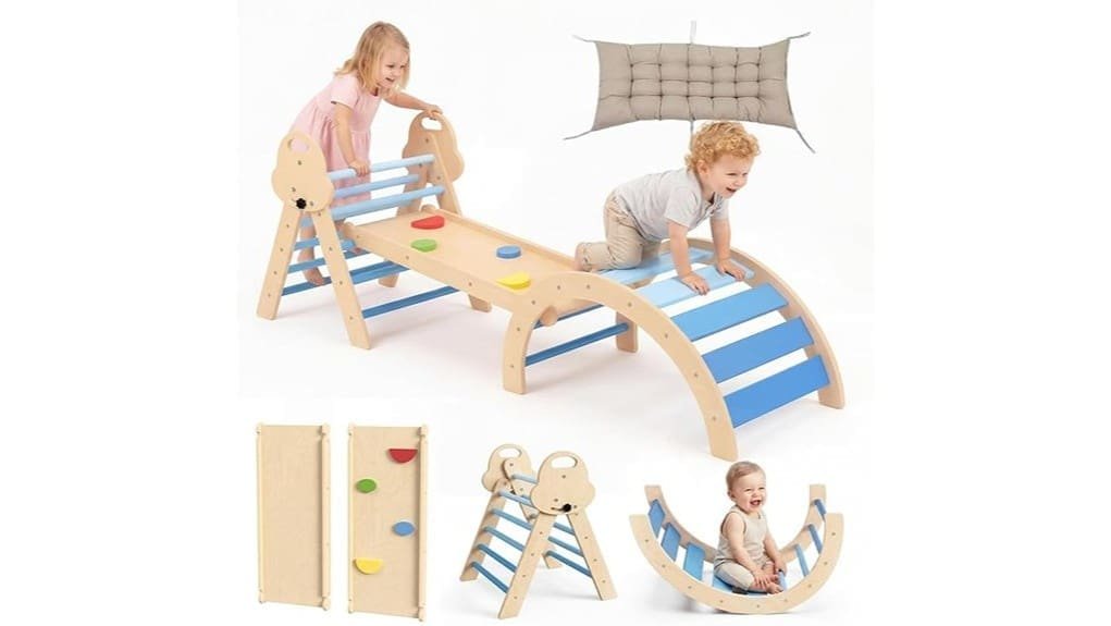 wooden 8 in 1 climbing set