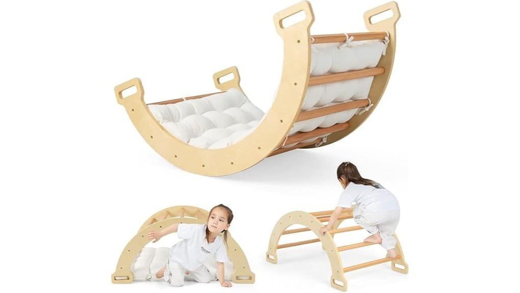 wooden arch rocker chair with cushion