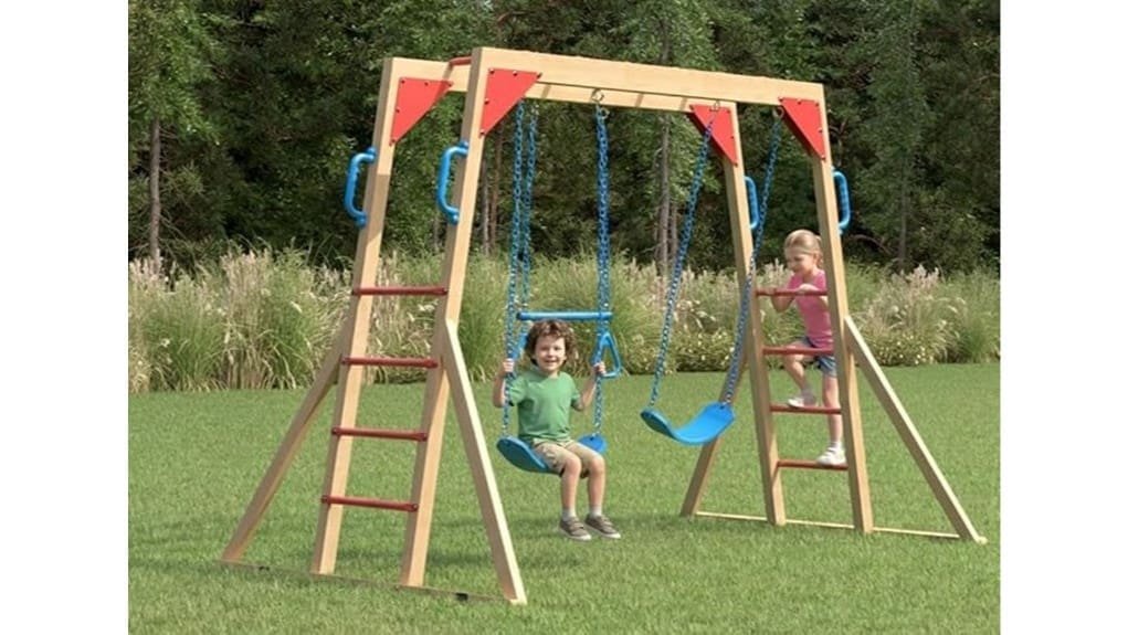 wooden backyard swing set