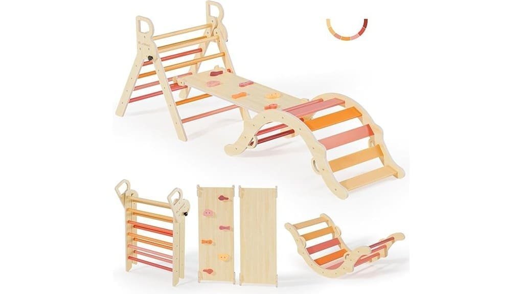 wooden climbing triangle set