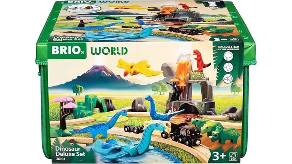 wooden dinosaur train set