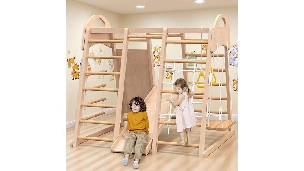 wooden indoor jungle gym