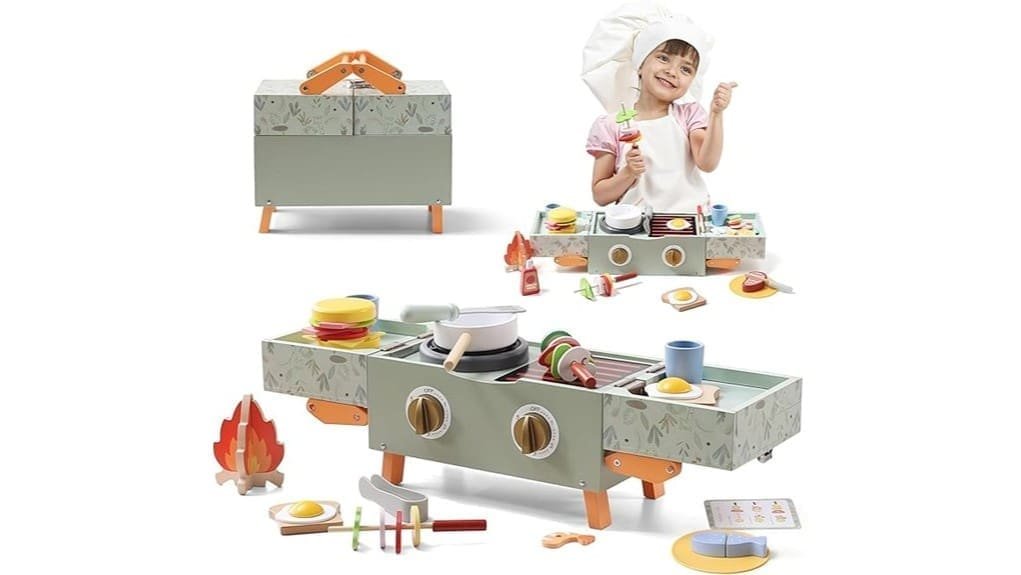 wooden kids grill playset