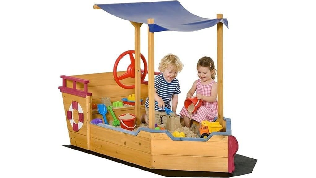 wooden kids sandbox with canopy