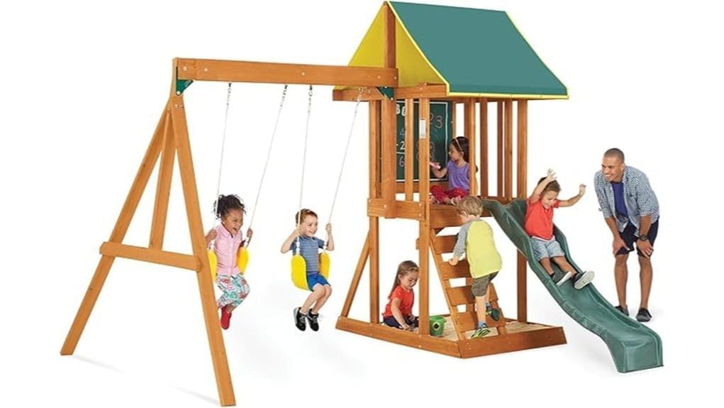 wooden kids swing set