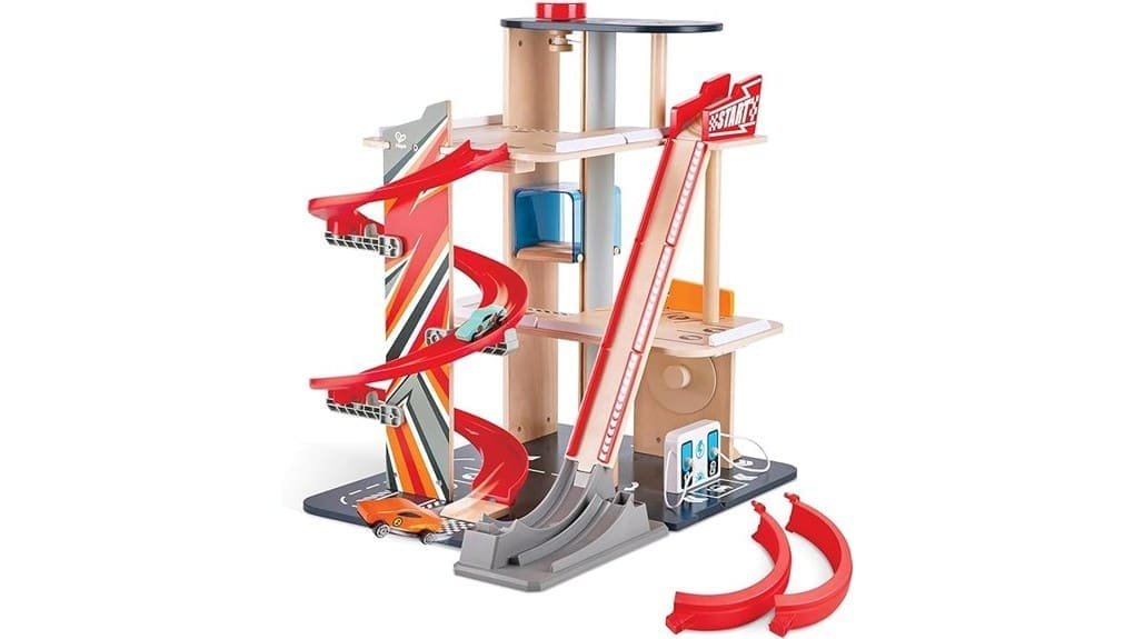 wooden multi level car track