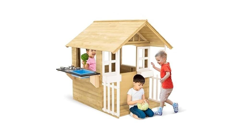 wooden outdoor kids kitchen