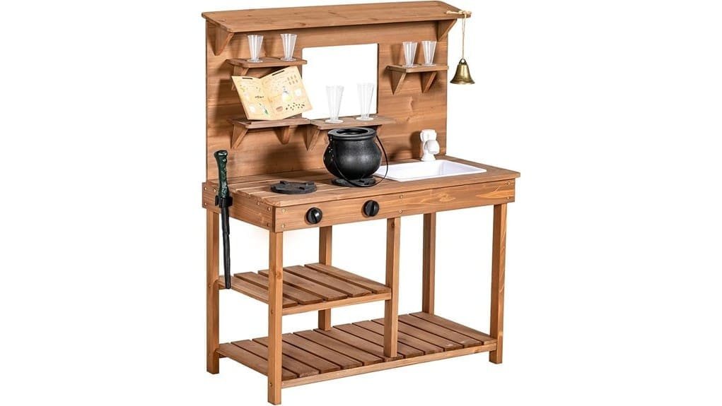 wooden outdoor mud kitchen