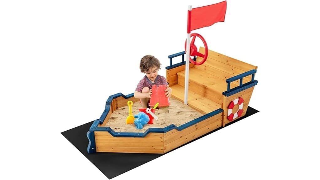 wooden pirate ship sandbox set