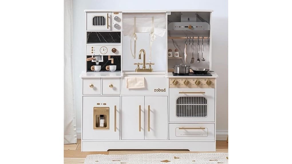 wooden play kitchen set