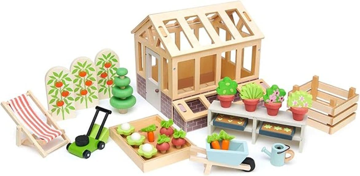 wooden pretend gardening playset