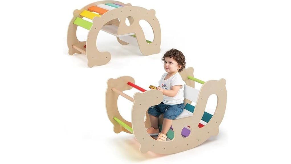 wooden rocking climbing arch