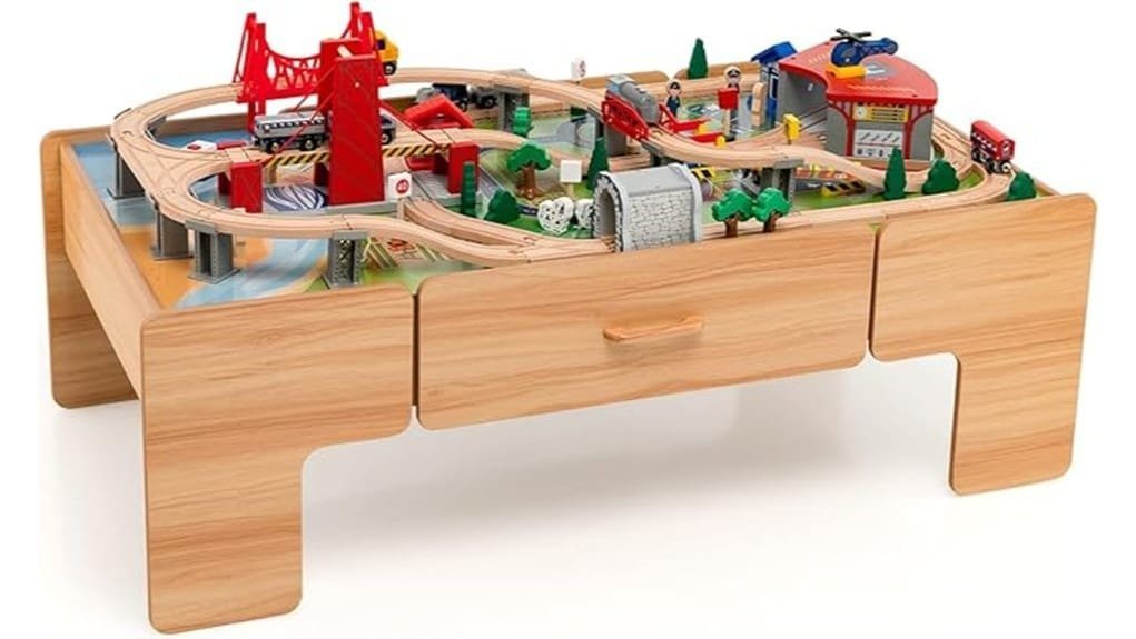 wooden train activity table