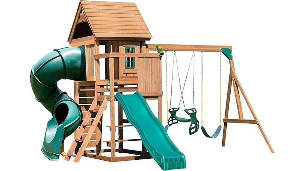 wooden turbo treehouse swing
