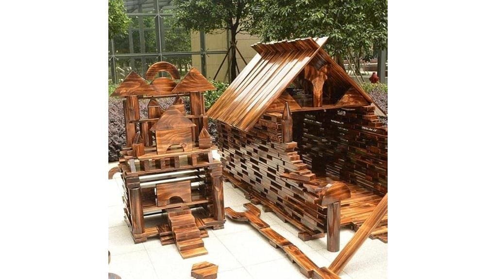 carbonized wooden building blocks